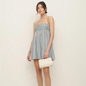Reformation Catarina babydoll dress in blue gingham